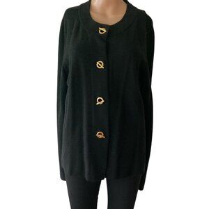 Charter Club Black Size XL Gold Toggle Closure Sweater